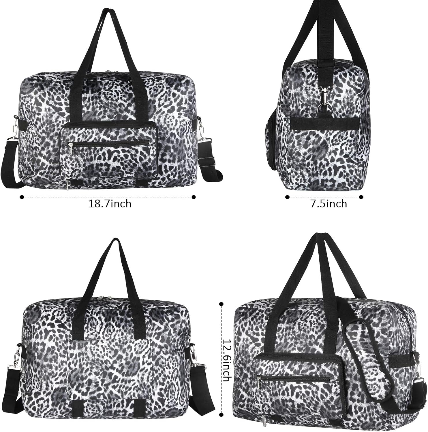 Travel Foldable Waterproof Duffel Bag - Lightweight Carry on Luggage Tote Duffel Bag(Black Floral)