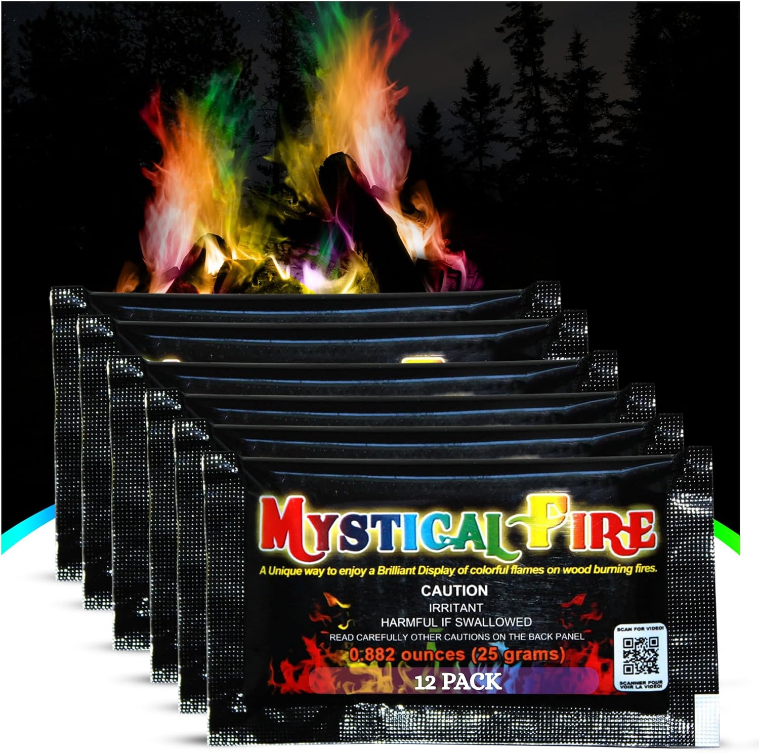 Mystical Fire Color Changing Packets – Colorful Fire Changer Packets 12pk | 12-pack color changing fire packets creates colorful flames in fire