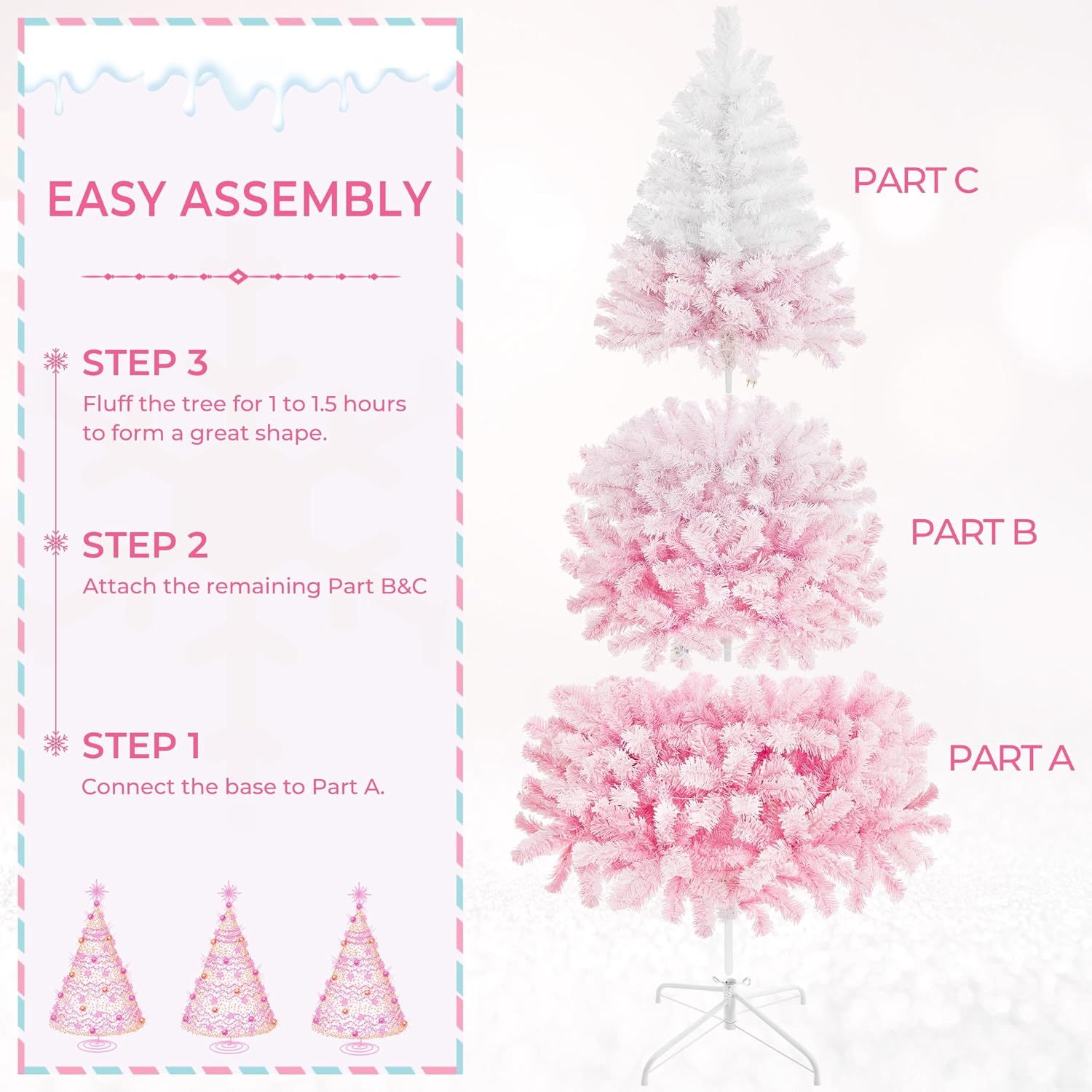 Yaheetech 7.5ft Pre-Lit Snow Flocked Artificial Christmas Tree, 550 Lights