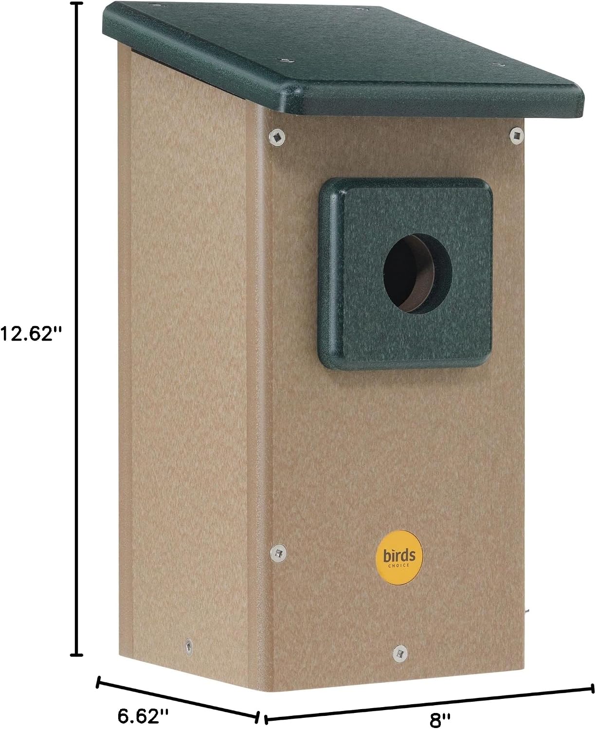 Birds Choice Ultimate Bluebird House, 1.5" Hole | Taupe & Blue | Durable Recycled Plastic Nesting Box, Weather-Resistant for Backyard Bluebirds, 11in x 8.5in x 12.625in