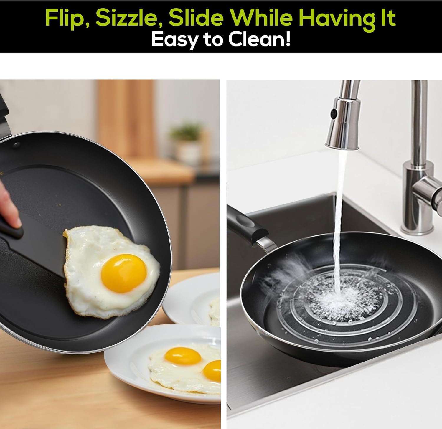 Utopia Kitchen Nonstick Frying Pan Set 3 Piece 8 9.5 11 Inch PFOA Free Grey | Omelette Pan, 3 Piece Skillet Set, Induction Bottom, Cookware