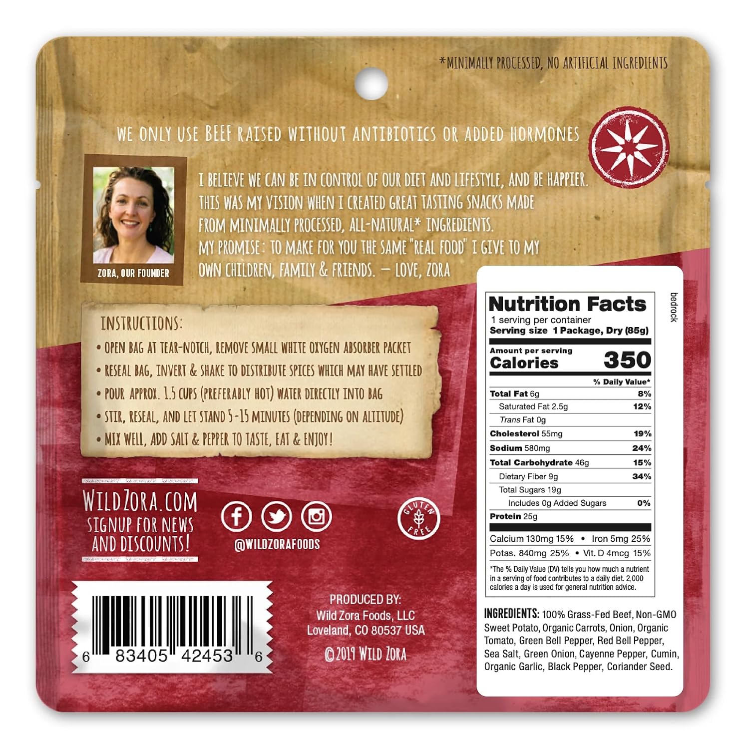 Wild Zora Paleo Freeze Dried Meals for Backpacking & Camping - Healthy Gluten Free & Grain Free Camping Meals/Backpacking Food + No Added Sugar - Great for Travel (Cliffside Coconut Berry 2-Pack)