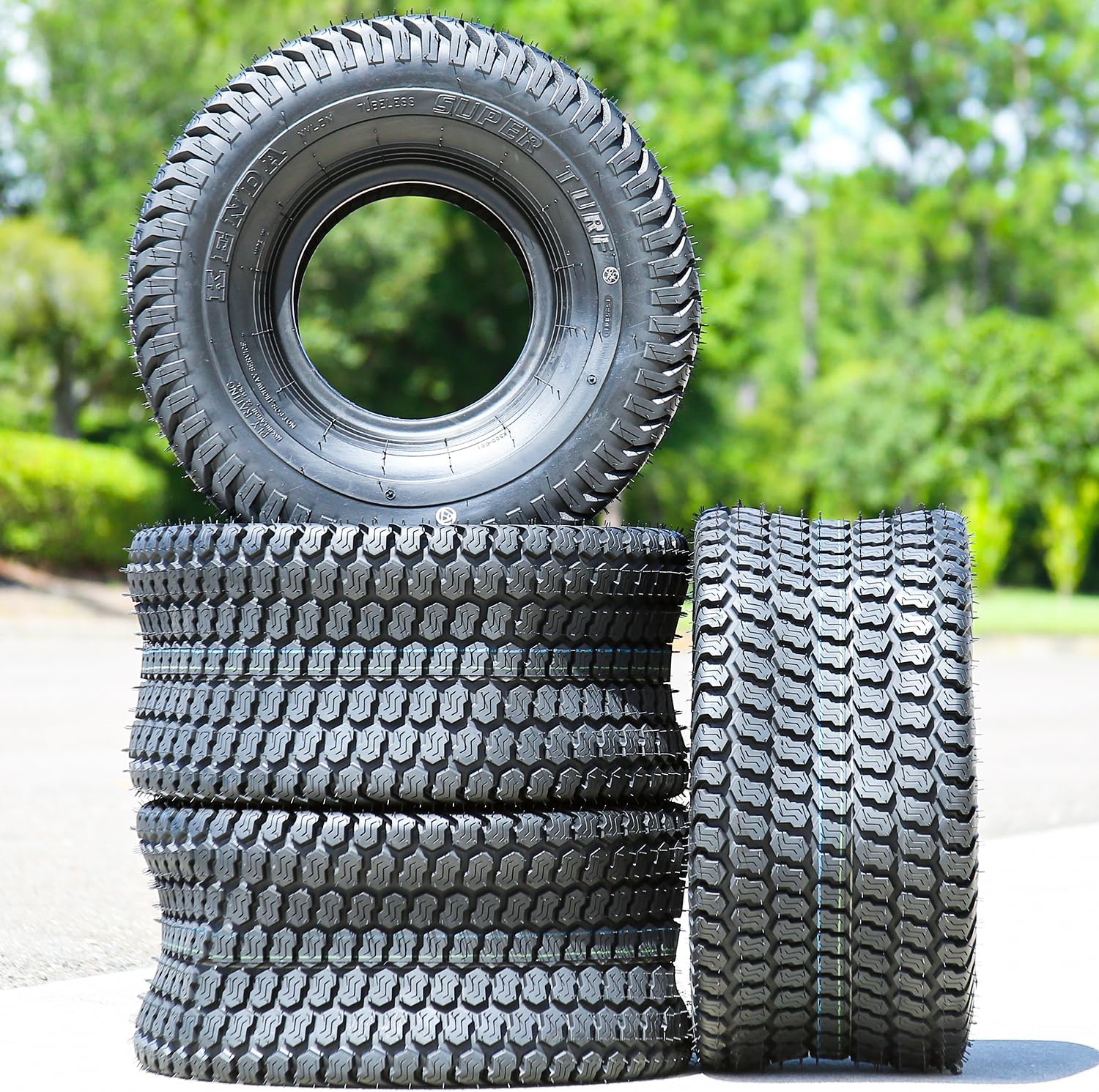 Kenda K500 Super Turf R/S 4 Ply 16-7.50-8 Lawn & Garden/Turf Tire | Lawn Mower & Garden Tractor All Season Traction 64A3 Rated 4 Ply Bias Construction Black Sidewall Tire