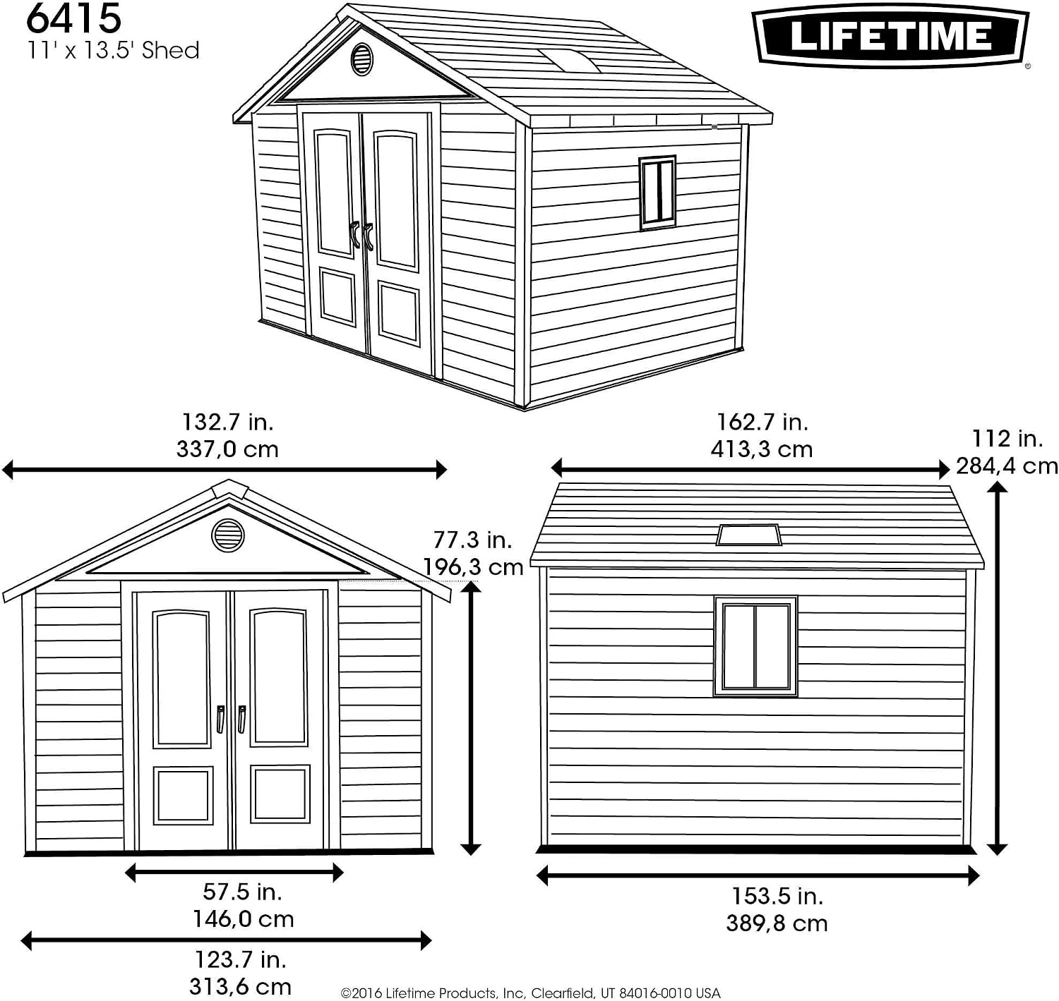 Lifetime 6415 Outdoor Storage Shed, 11 by 13.5 Feet