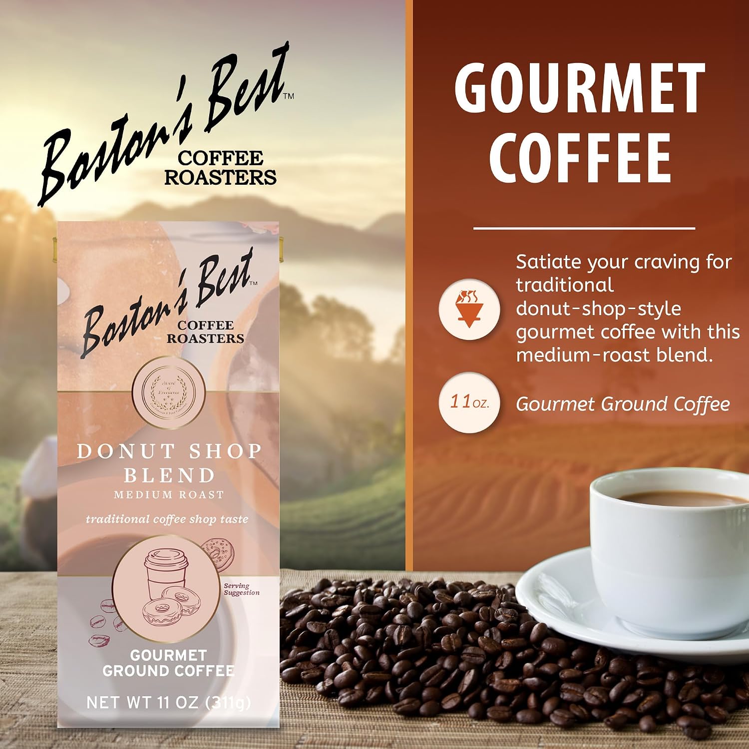 Boston’s Best Coffee - Fall-Inspired Pumpkin Spice Medium Roast Gourmet Delicious Flavored Coffee, Premium Ground - 11 oz. / 311 g Bag
