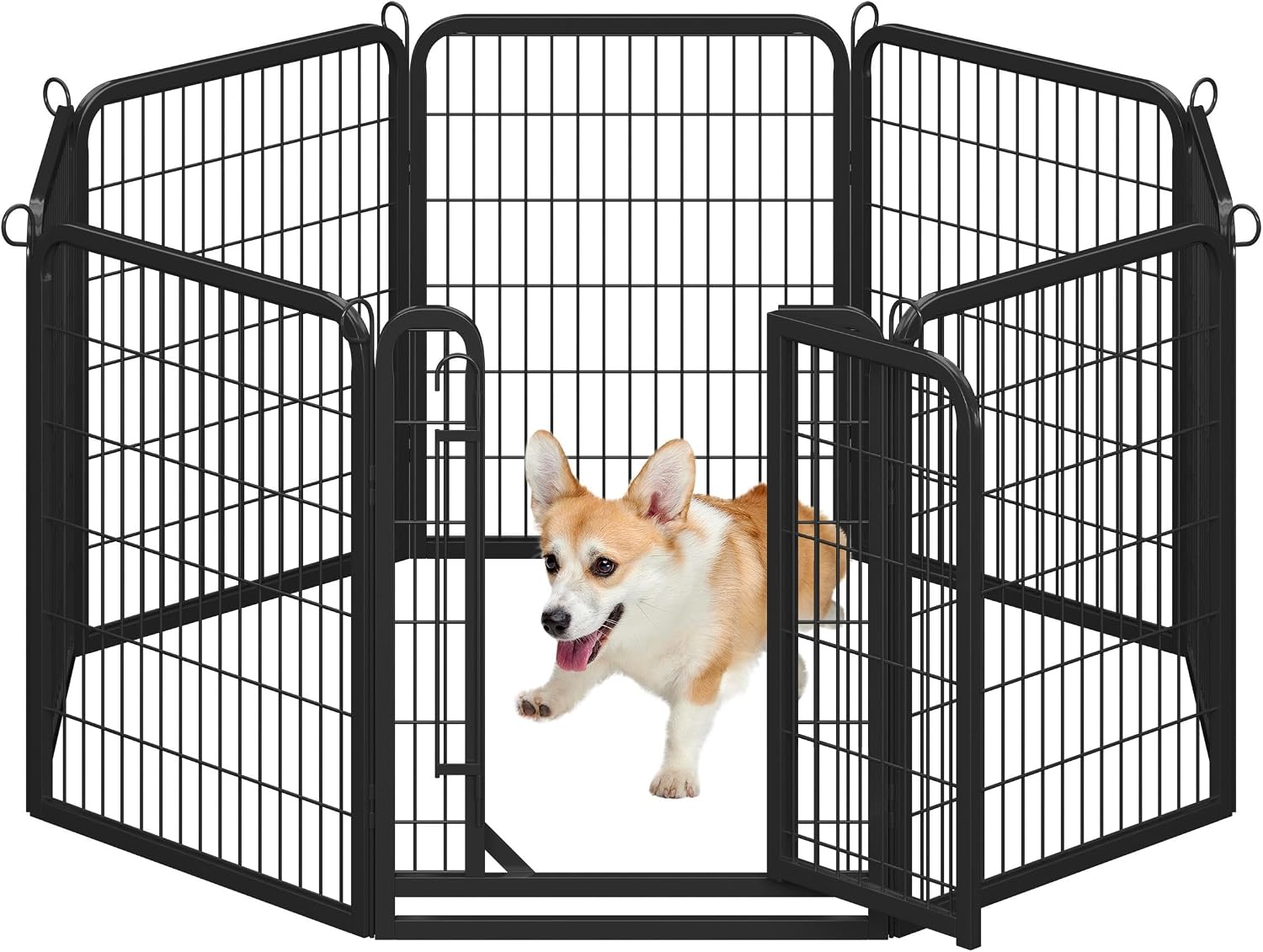 Yaheetech Dog Playpen 24in 16 Panels Pet Fence for Indoor Yard RV Camping | Easy Setup, Heavy Duty Rustproof Frame with Secure Latch Door, DIY Layouts,Foldable Storage, for Puppies & Small Dogs