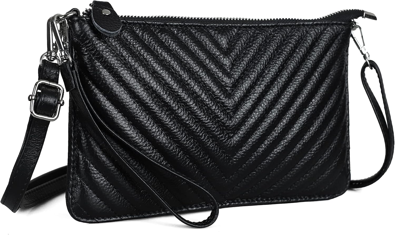 befen Genuine Leather Small Crossbody Bags for Women Wristlet Wallet Purses | Real Leather, RFID Blocking Card Slots, Wristlet Strap, Clutch Purse, Fit iPhone 17 Pro Max, Leather Handbags