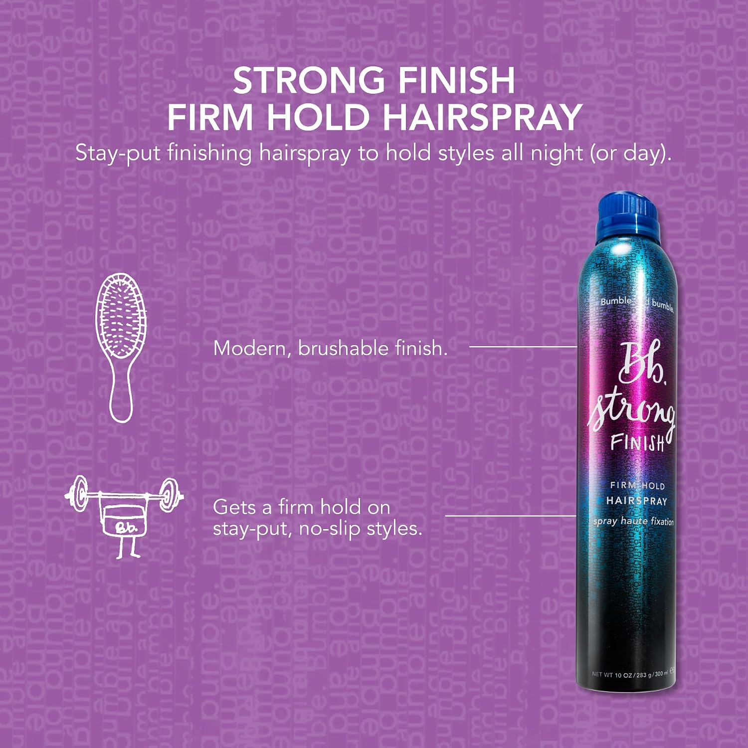 Bumble and bumble. Strong Finish Firm Hold Hairspray | Firm, Long Lasting Hold + Brushable Finish | Fine Mist Application | For All Hair Types