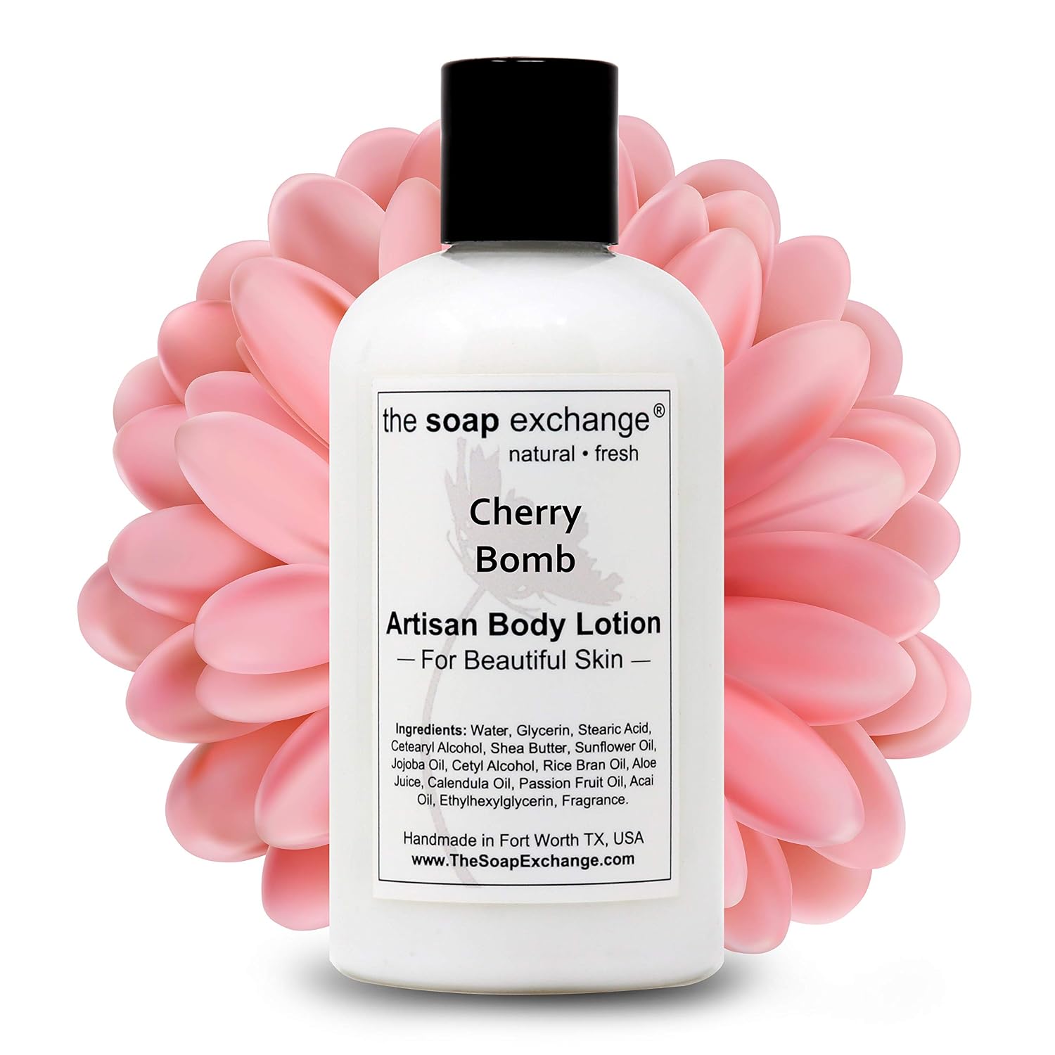 The Soap Exchange Body Lotion - Strawberries & Champagne Scent - Hand Crafted 8 fl oz / 240 ml Natural Artisan Skin Care for Hand, Face, & Body, Moisturize, Hydrate, & Protect. Made in the USA.