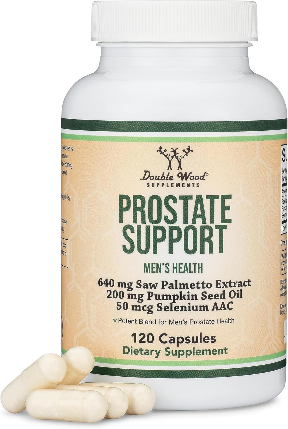 Prostate Support Saw Palmetto + Pumpkin Seed Oil, Fewer Night Trips, 120ct | Daily Prostate + Urinary Control Supplement, Saw Palmetto