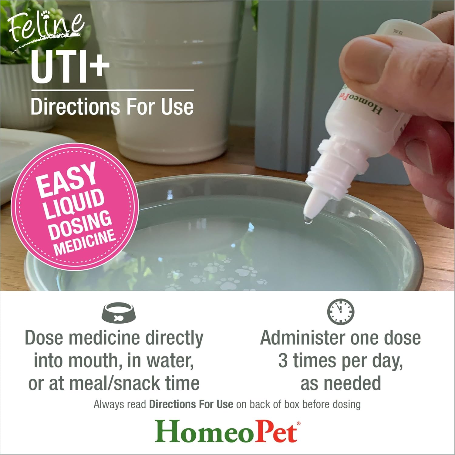 HomeoPet Feline UTI+ Urinary Tract Supplement for Cats, 15 Milliliters | Natural urinary tract support for cats, safe and gentle homeopathic formula, liquid drops suitable for daily use