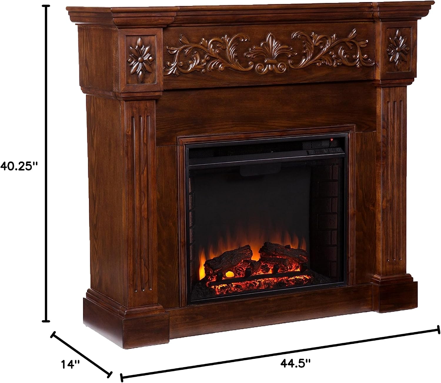 SEI Furniture Southern Enterprises Calvert Carved Electric Fireplace, Espresso Finish