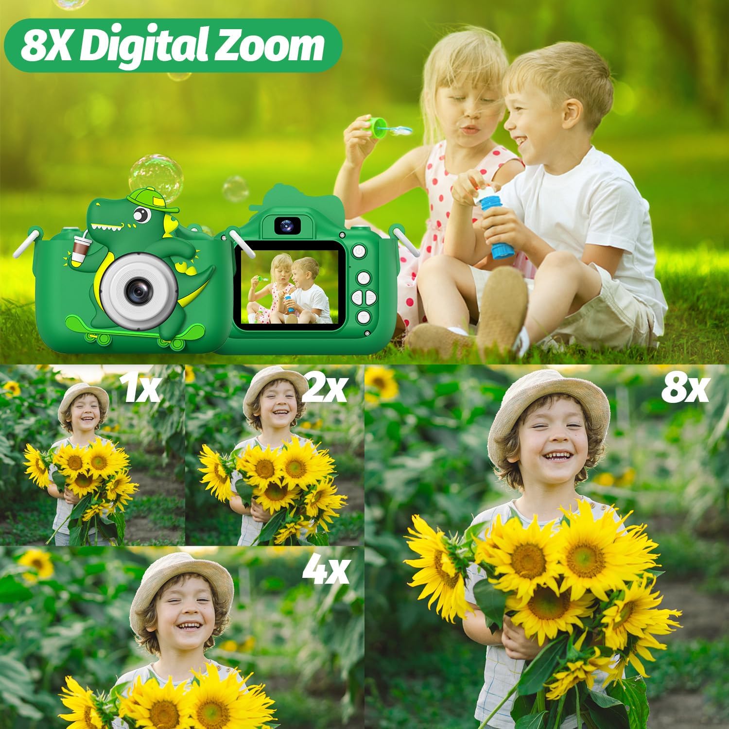 Goopow Kids Camera Toys for 3-8 Year Old Girls Boys,Children Digital Video Camcorder Camera with Cartoon Soft Cover, Best Chritmas Birthday Festival Gift for Kids