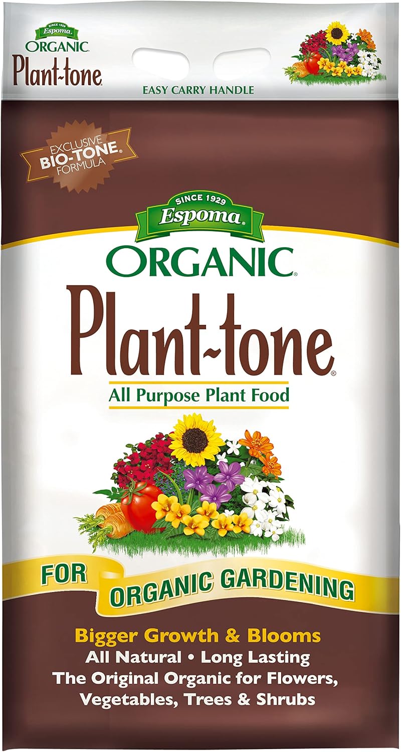 Espoma Organic Plant-Tone 5-3-3 Natural & Organic All Purpose Plant Food, 18 lb. Bag, The Original Organic Fertilizer for All Flowers, Vegetables