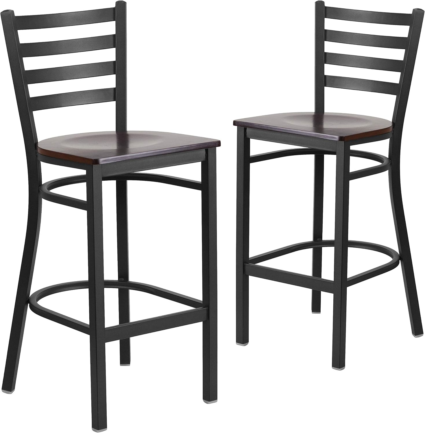 Flash Furniture Hercules Series Ladder Back Metal Restaurant Barstool, Modern Upholstered Armless Bar Height Chair for Restaurants and Kitchens, Black | Vinyl Upholstery, Durable Construction, Commercial Use