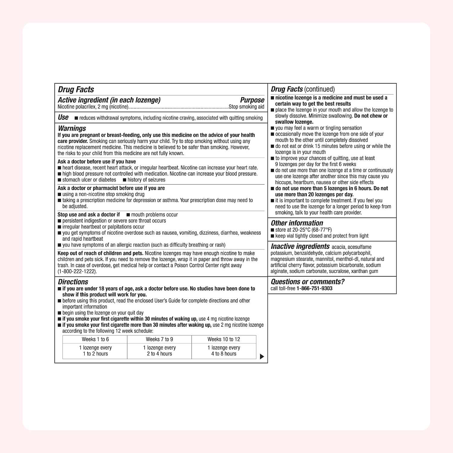 Amazon Basics Mini Nicotine Polacrilex Lozenge, 2 mg, Cherry Ice Flavor, Stop Smoking Aid, 135 Count (Previously Amazon Basic Care)
