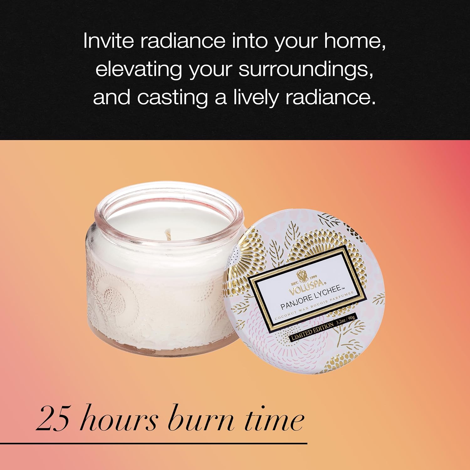 Voluspa Baltic Amber, Petite Candle Jar, 3.2 Ounce, 25 Hour Burn Time, Coconut Wax for Clean Burning, Handcrafted in the USA