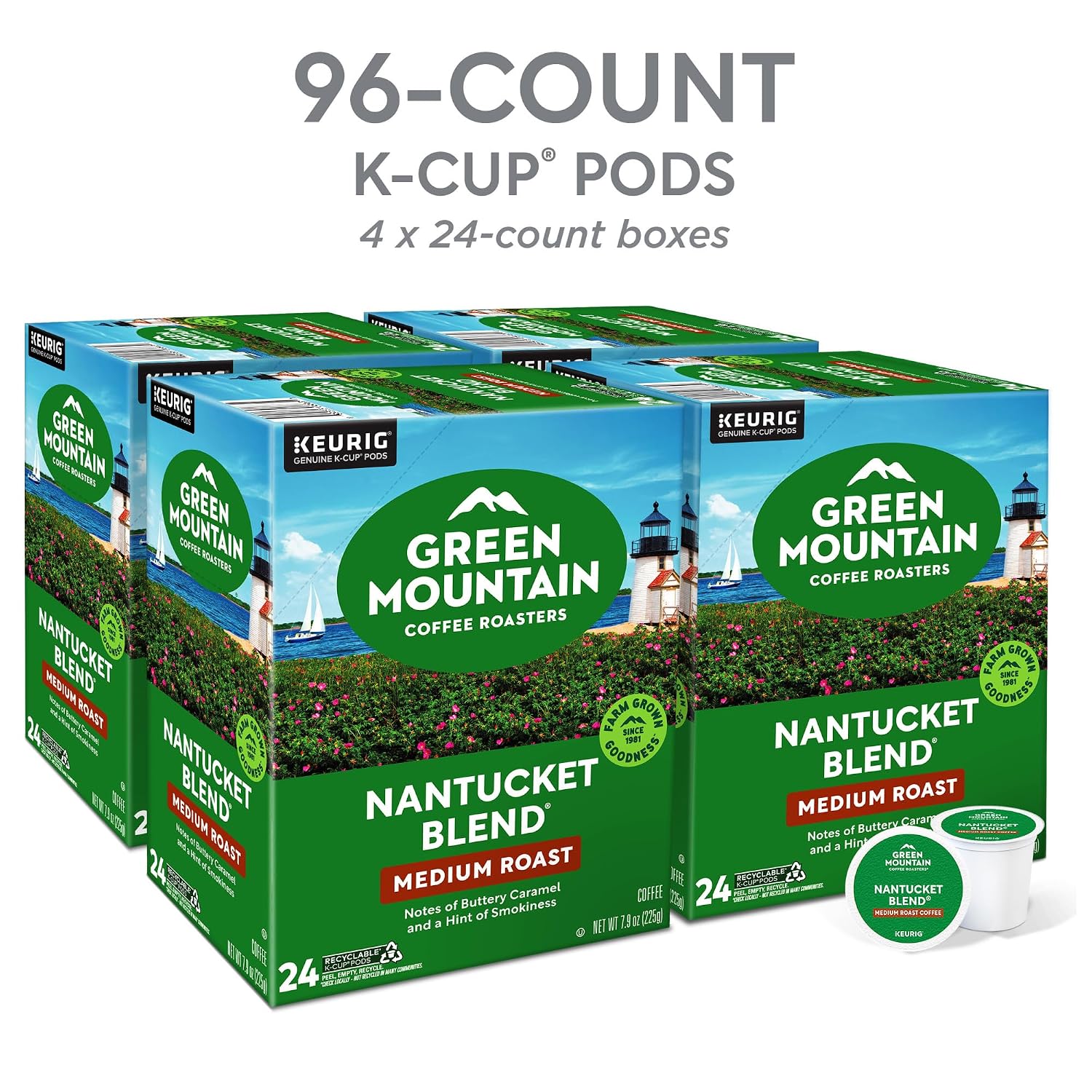 Green Mountain Coffee Nantucket Blend Keurig Single-Serve K-Cup Pods, Medium Roast Coffee, 96 Count