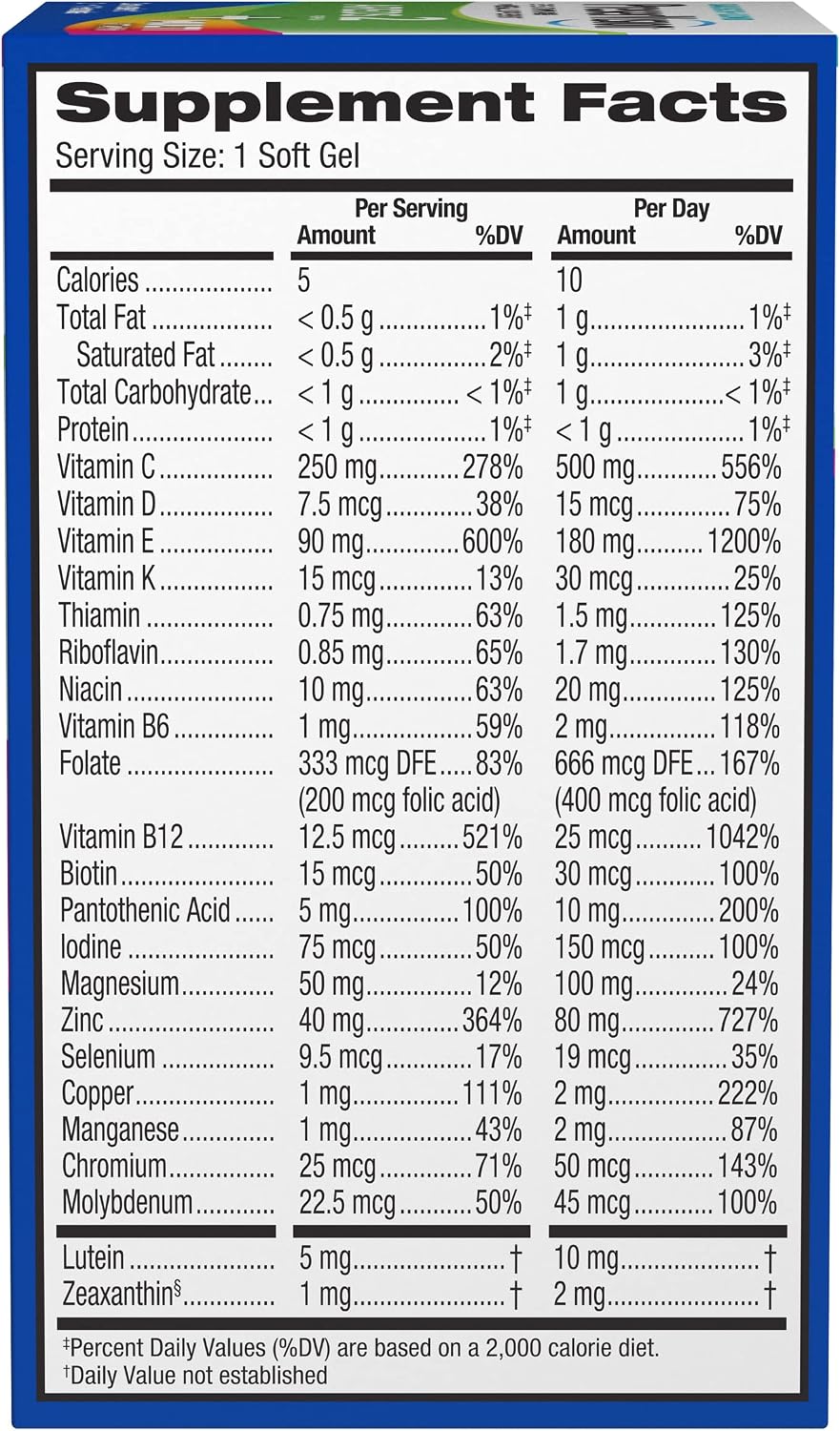 PreserVision AREDS 2 + Multivitamin, #1 Eye Doctor Recommended Brand, 2-in-1 Eye Vitamin with Lutein, Zeaxanthin, Zinc, and Vitamin C, D & E, 100 Softgels