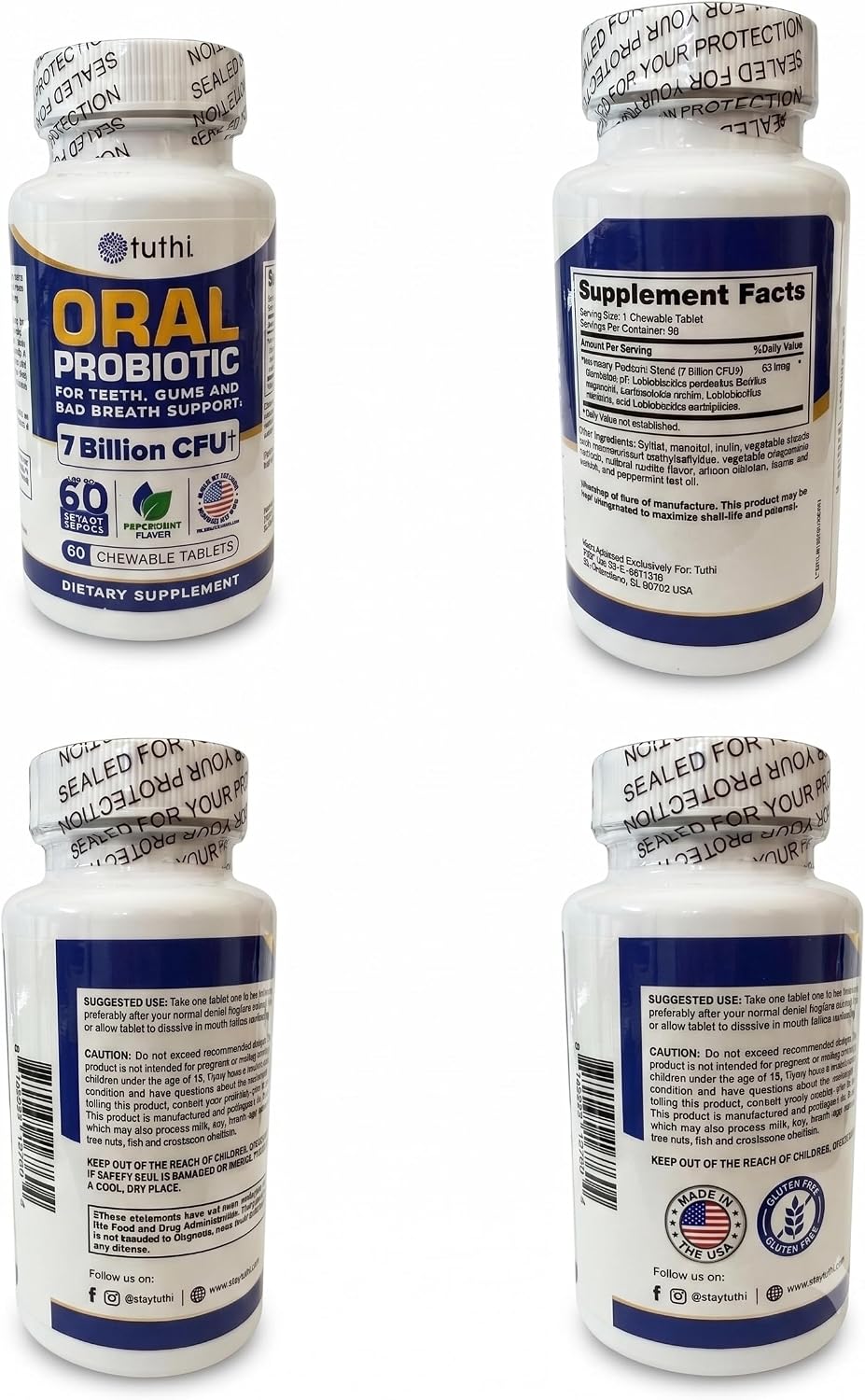 Tuthi Oral Probiotics for Mouth Bad Breath Treatment for Adults - Dental Probiotics for Teeth and Gums - Oral Health Probiotics - 60 Lozenges
