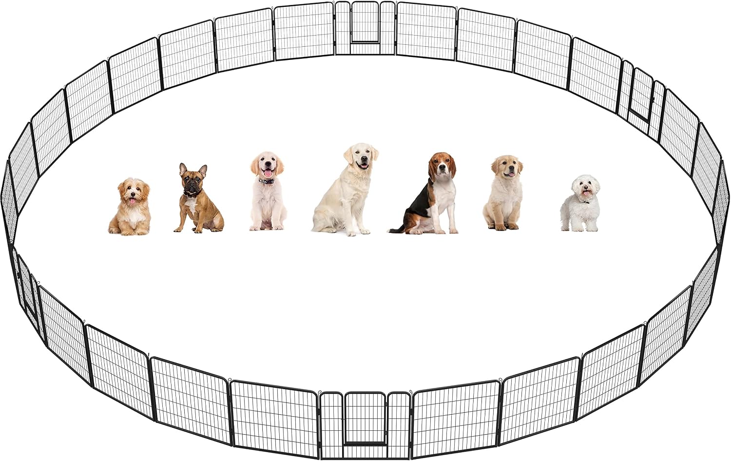 Yaheetech Dog Playpen 24in 16 Panels Pet Fence for Indoor Yard RV Camping | Easy Setup, Heavy Duty Rustproof Frame with Secure Latch Door, DIY Layouts,Foldable Storage, for Puppies & Small Dogs