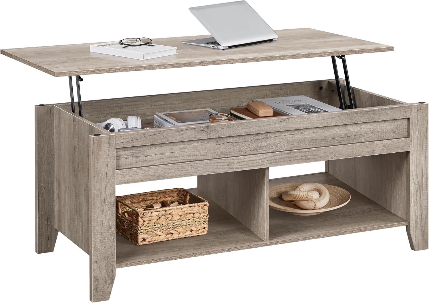 Yaheetech Lift Top Coffee Table with Hidden Storage Compartment Gray 47.5in