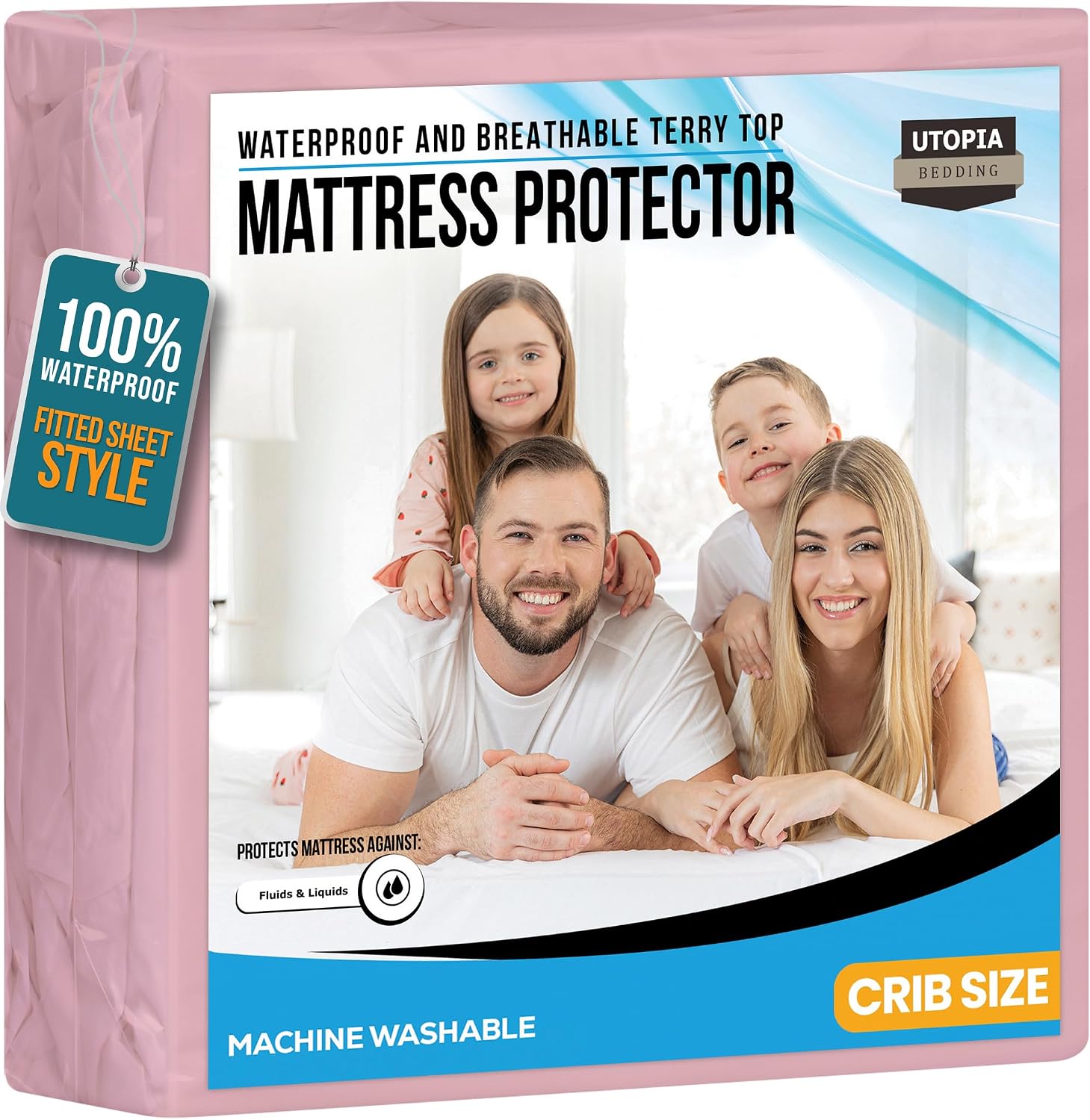 Waterproof Queen Size Mattress Protector fits Upto 17" deep Mattresses | Utopia Bedding 200 GSM Soft & Breathable Mattress Cover, Dirt-Proof, Noiseless, Machine Washable Fitted Sheet Style, White