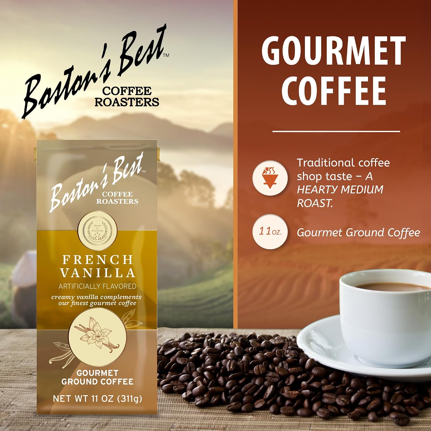 Boston’s Best Coffee - Fall-Inspired Pumpkin Spice Medium Roast Gourmet Delicious Flavored Coffee, Premium Ground - 11 oz. / 311 g Bag