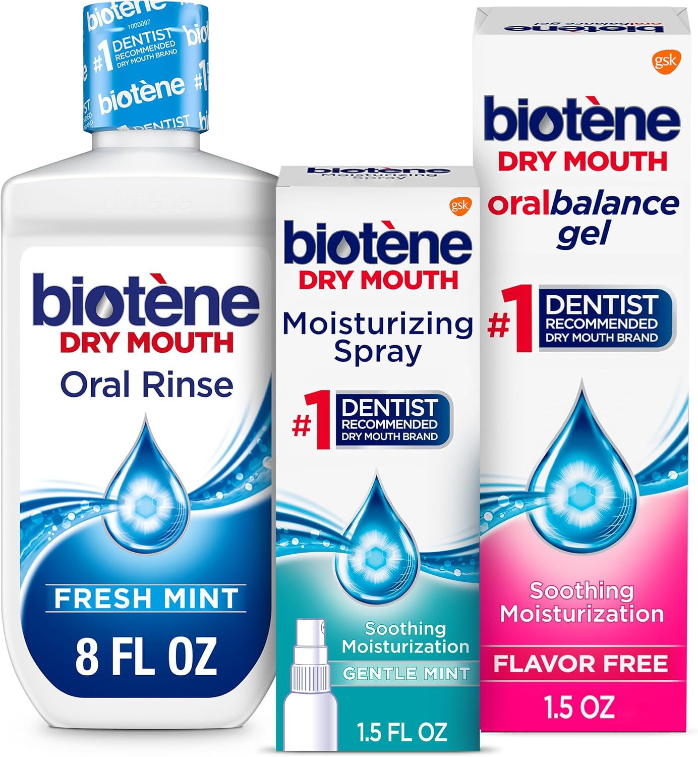 Biotene Oral Rinse, Dry Mouth Spray and Moisturizing Gel, 1 Kit