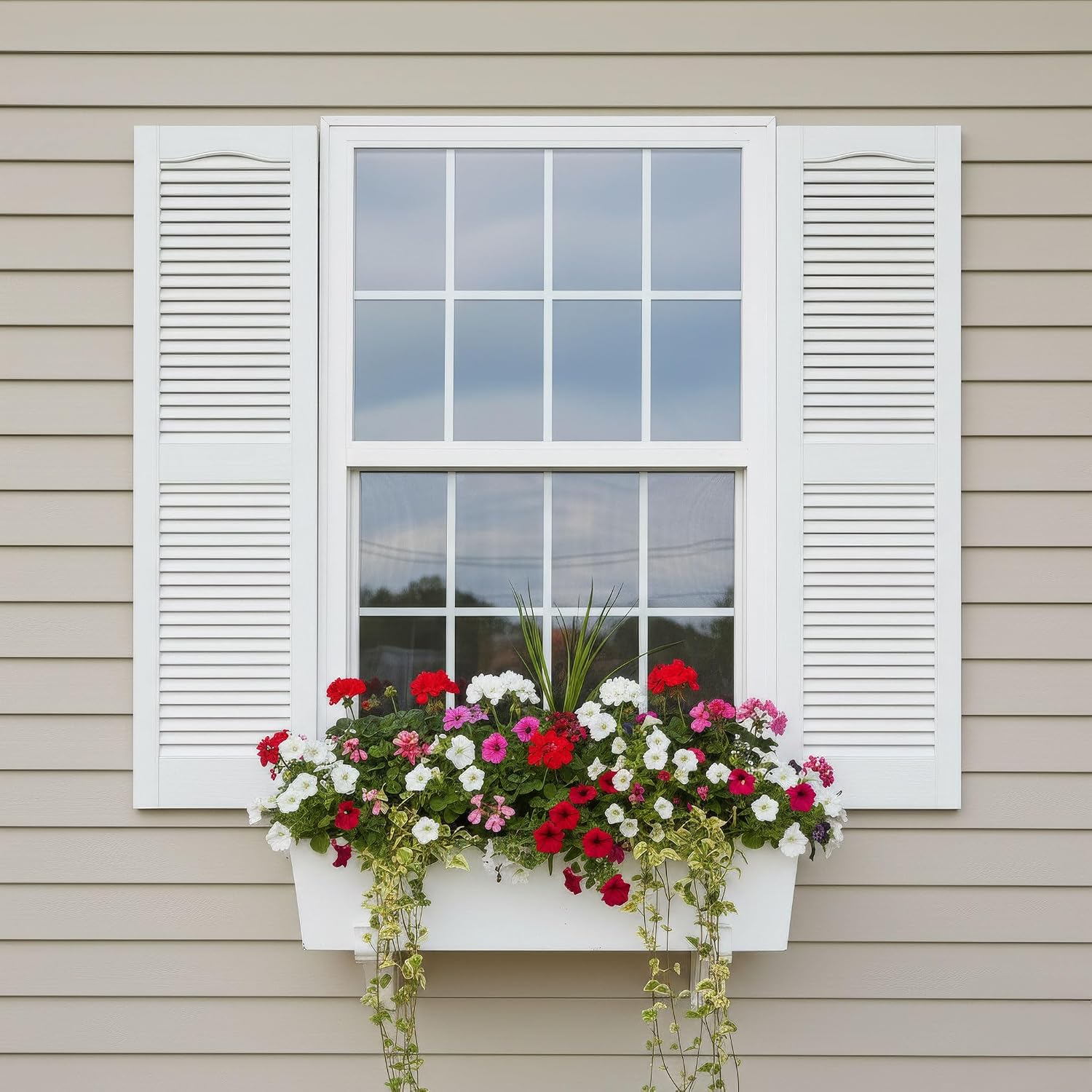 14 1/2"W x 60"H EverColor Open Louver Exterior Vinyl Shutters, w/Installation Shutter-Lok's & Matching Screws (Per Pair), Black