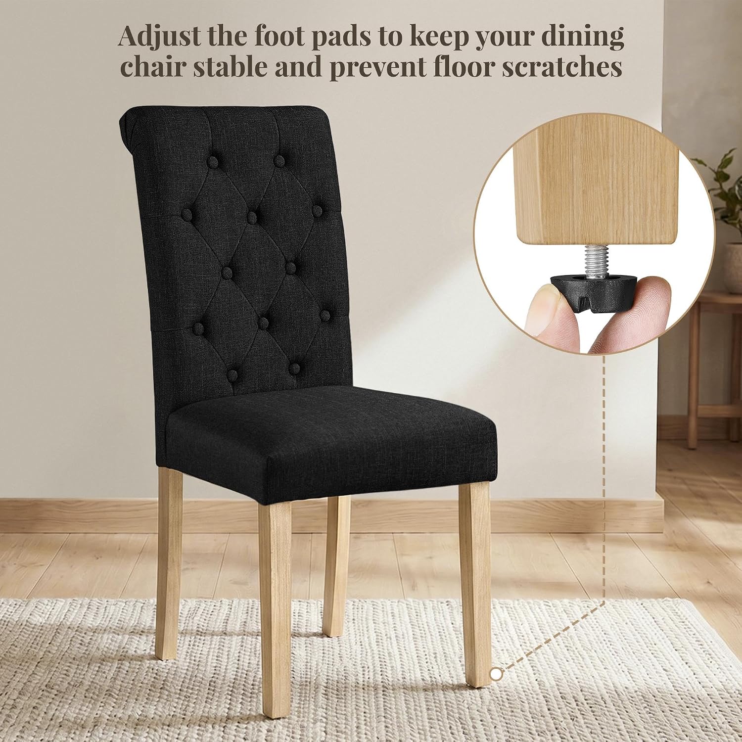 Yaheetech Dining Chairs Set of 2 Modern Upholstered Parson Chairs Dark Gray
