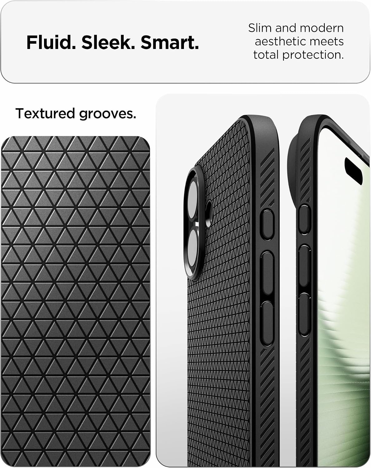 Spigen for iPhone 17 Case, Liquid Air [TPU Covered Camera Control] [No Magnet Ring] [Military-Grade Protection] - Matte Black