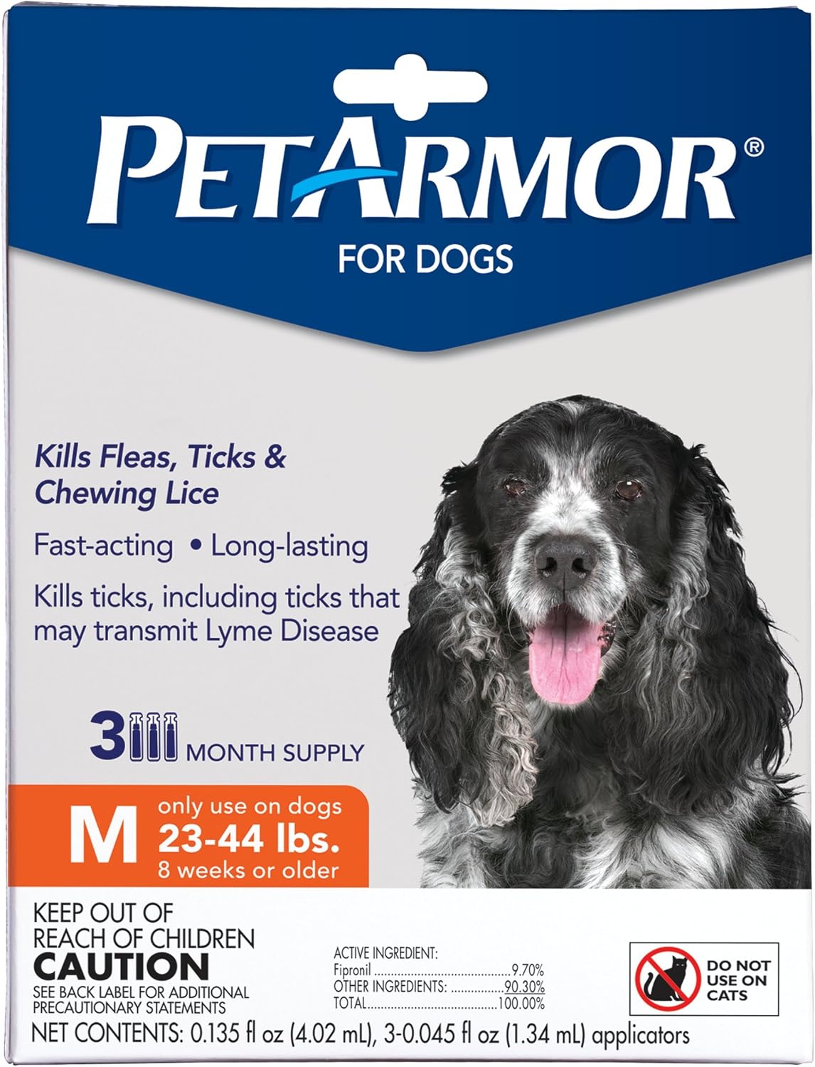 PetArmor Flea & Tick Topical Dogs 45-88 lbs, Fipronil, 3-Month | Ideal for Large Dogs 45-88 lbs; Kills Adult Fleas in 24-48 hrs; 3-month supply; Vet-Quality, No Rx Needed