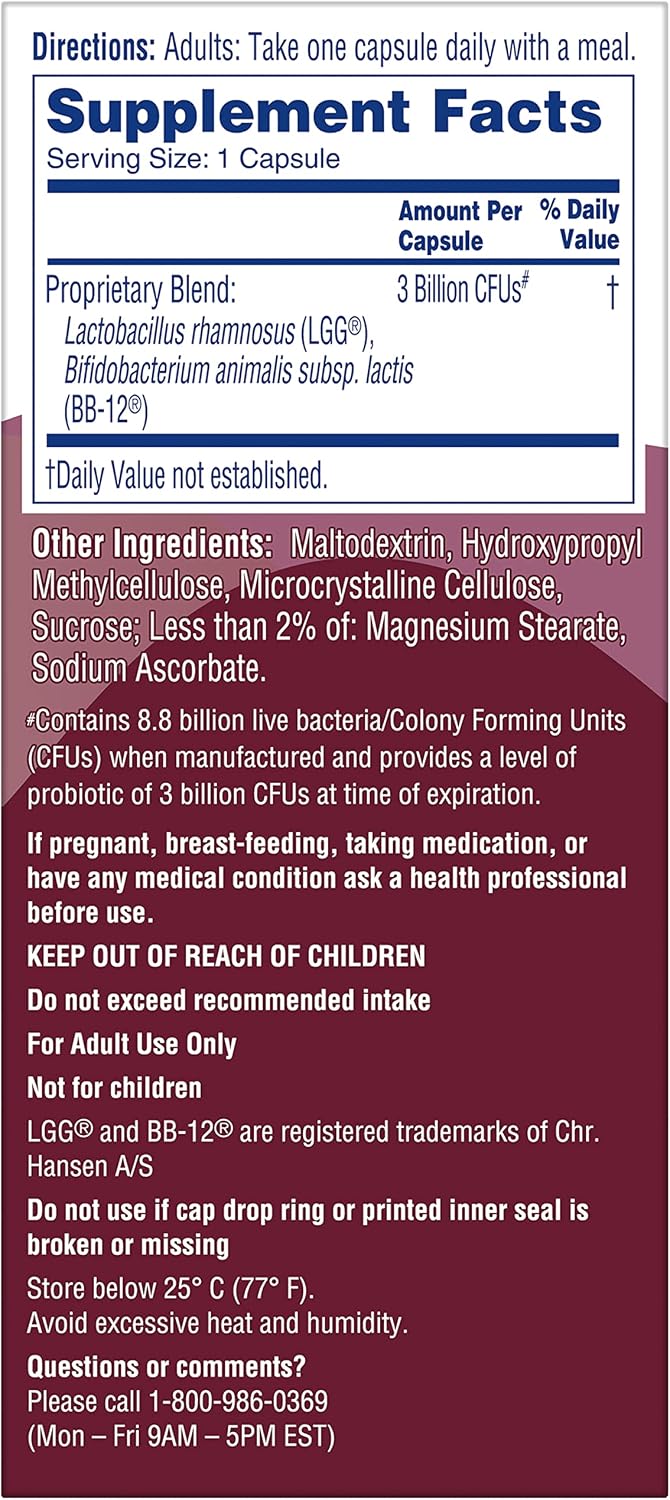 Phillips' Colon Health Daily Probiotic Capsules, 4-in-1 Symptom Defense to help defend against Occasional Gas, Bloating, Constipation, and Diarrhea, Daily Supplement, 30 Count