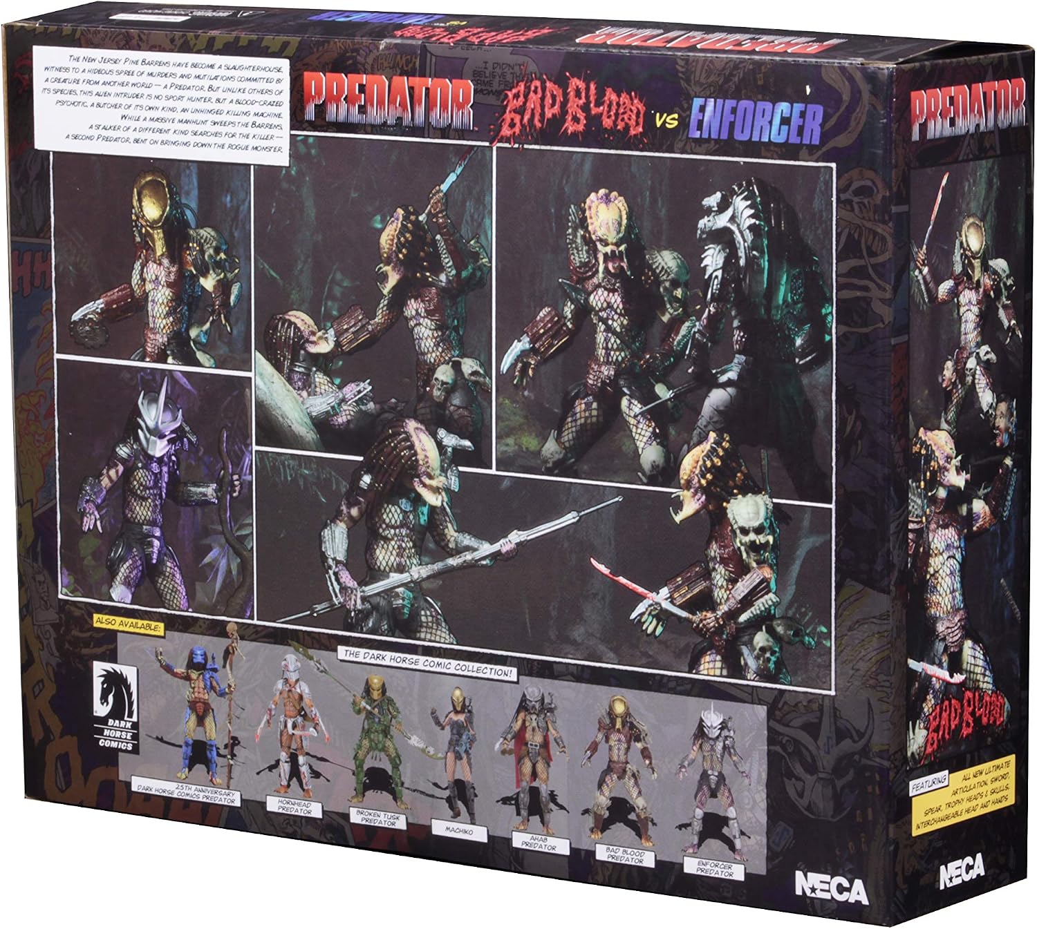 NECA - Predator - 7” Scale Action Figures - Ultimate Bad Blood vs Enforcer 2-Pack | Predator 8 Inch Action Figure 2-Pack Series - Ultimate Bad
