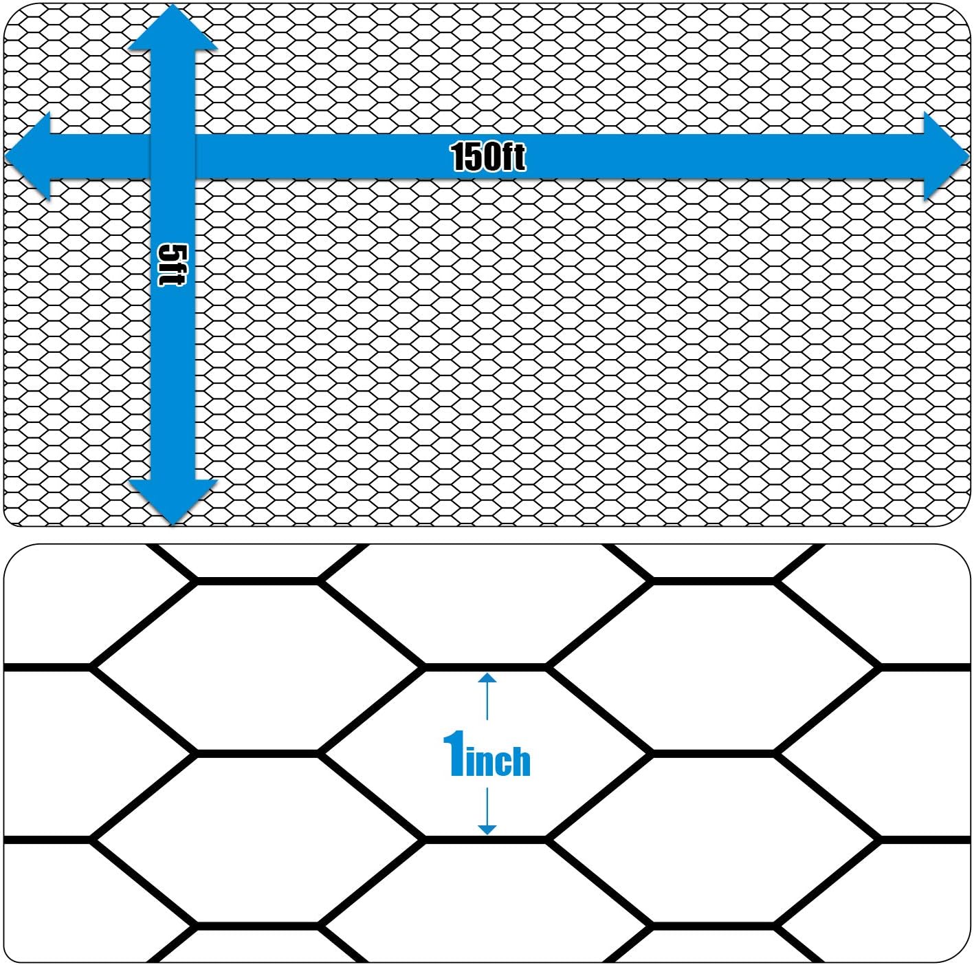 Fencer Wire 20 Gauge Black Vinyl Coated Poultry Hex Netting with 1 inch Mesh (6 ft. x 150 ft.)
