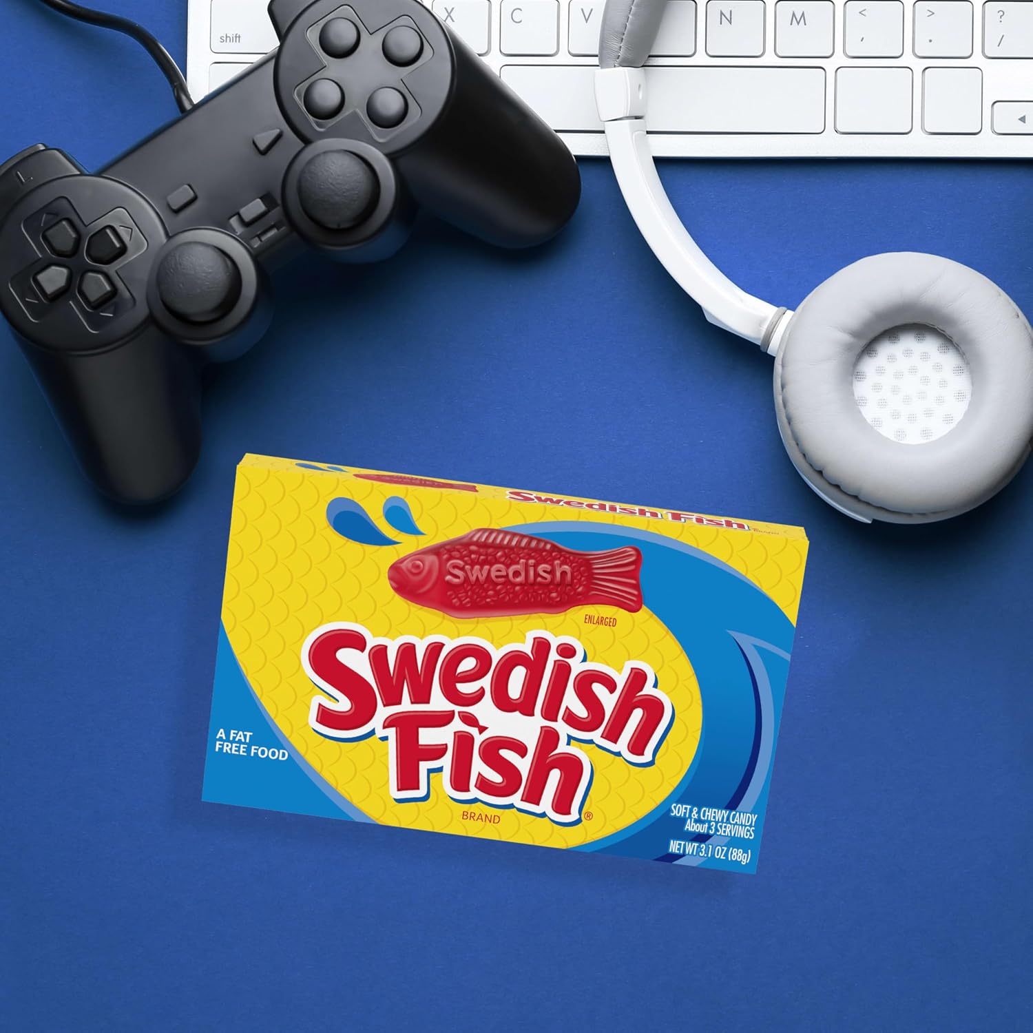 SWEDISH FISH Soft & Chewy Gummy Candy, Bulk Candy, 12-3.1 oz Boxes