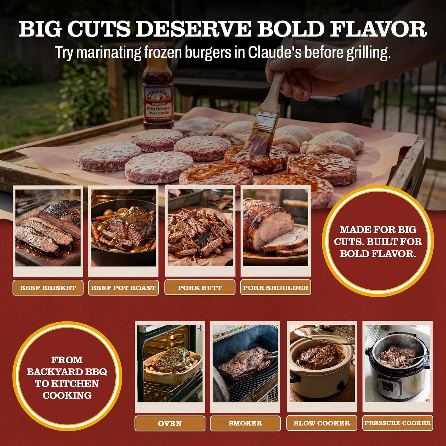 Claude's BBQ Brisket Marinade Sauce, Gluten Free Texas Style, 128 oz | Restaurant-size gallon of smoky Texas tenderizing brisket marinade - all natural & gluten free.