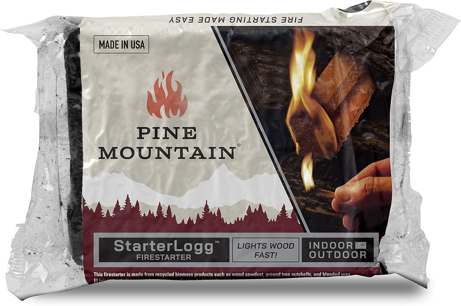 Pine Mountain StarterLogg Select-A-Size Firestarting Blocks, 48 Starts Firestarter Wood Fire Log for Campfire, Fireplace, Wood Stove, Fire Pit