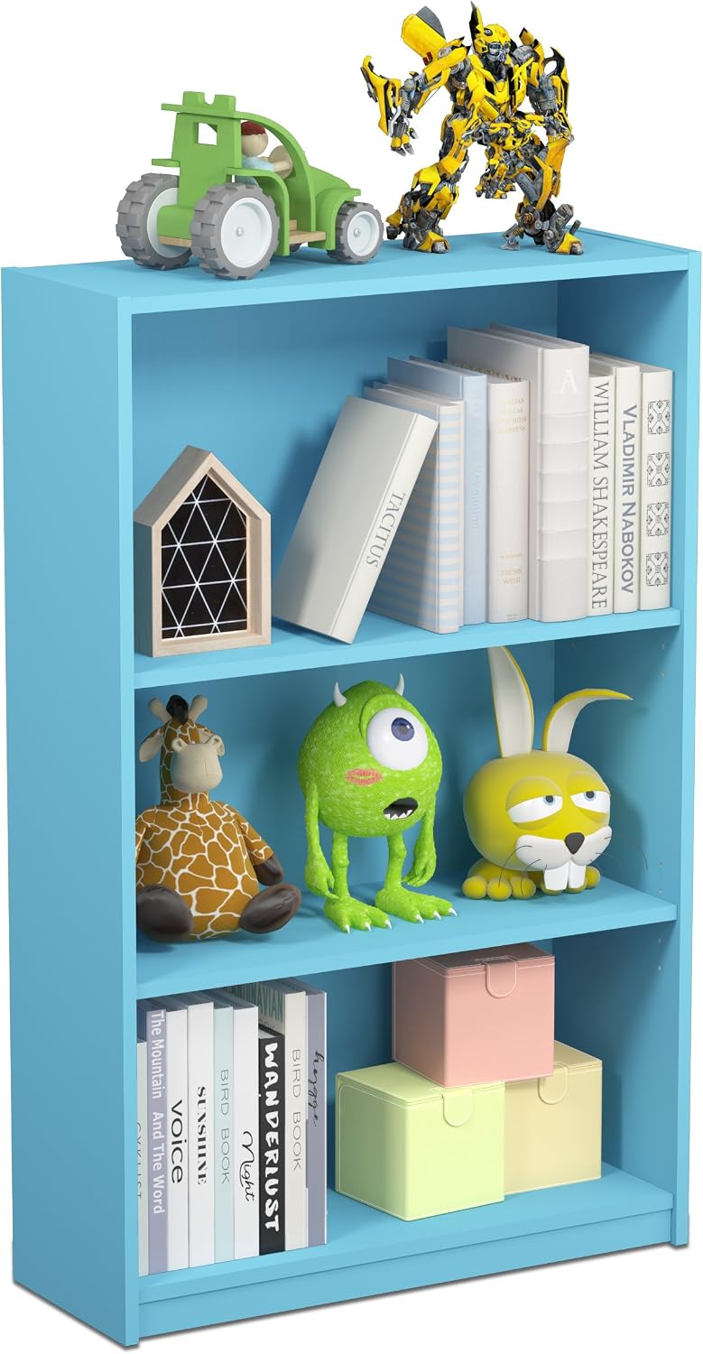 Furinno Jaya Book Shelf, 3-Tier Bookshelf, Bookcase with Adjustable Shelves, 9.5 x 24.5 x 40.3, for Organization and Storage, for Living Room, Bedroom, Home Office, White