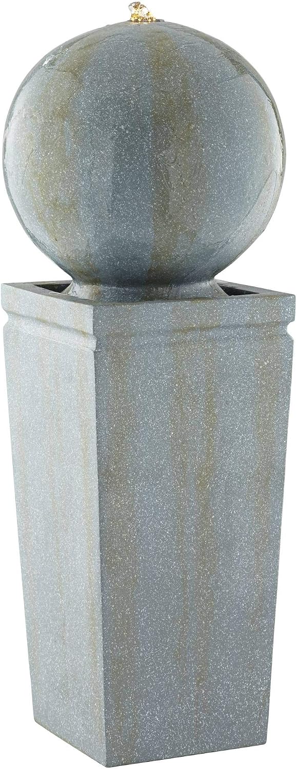 Sphere and Pillar 34 1/4" High LED Outdoor Indoor Large Bubbler Fountain