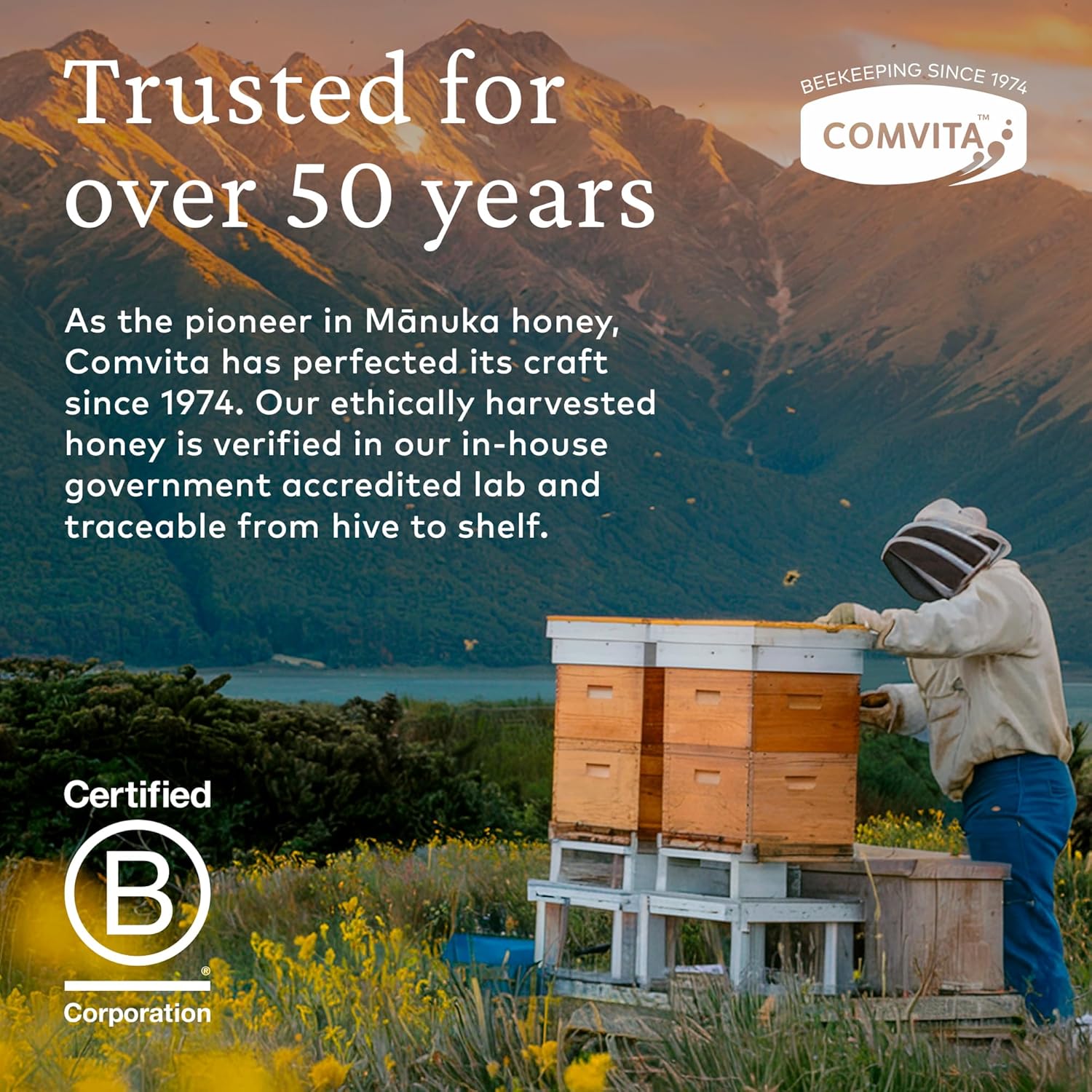Comvita Manuka Honey MGO 50+ Multifloral Non-GMO Raw Honey - 500g (17.6 Oz)