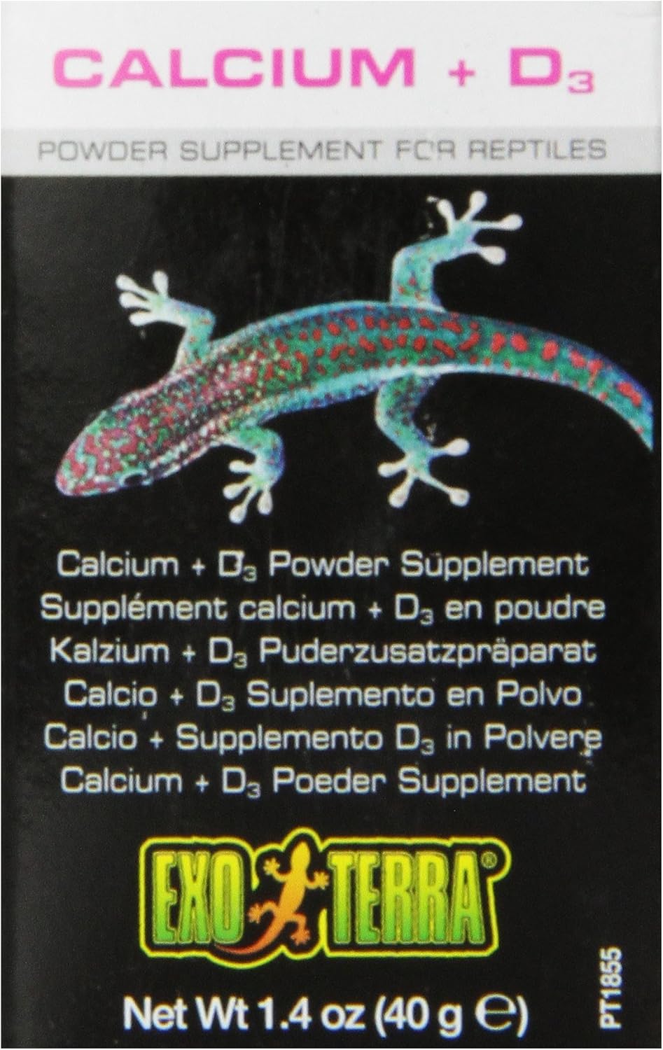 Exo Terra Calcium + D3 Powder, Ultra-fine, 3.2 oz. | Phosphorus Free Formula Boosts Bone Health & Calcium Absorption, Ideal for Insects, Fruits & Veggies
