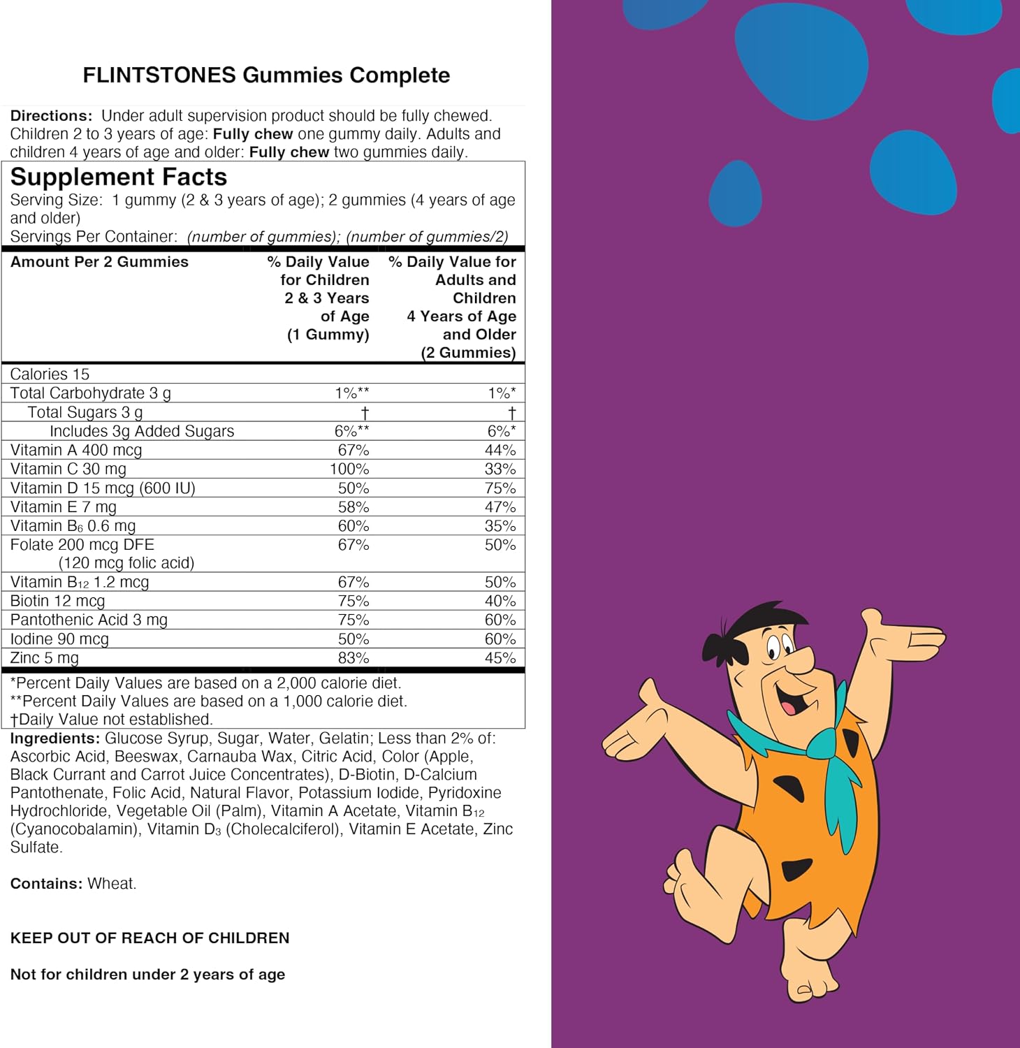 Flintstones Vitamins Complete Gummies, Kids Vitamins for Toddlers and Children, Kids Multivitamin Gummies with Vitamin A, B6, B12, C, E & Zinc