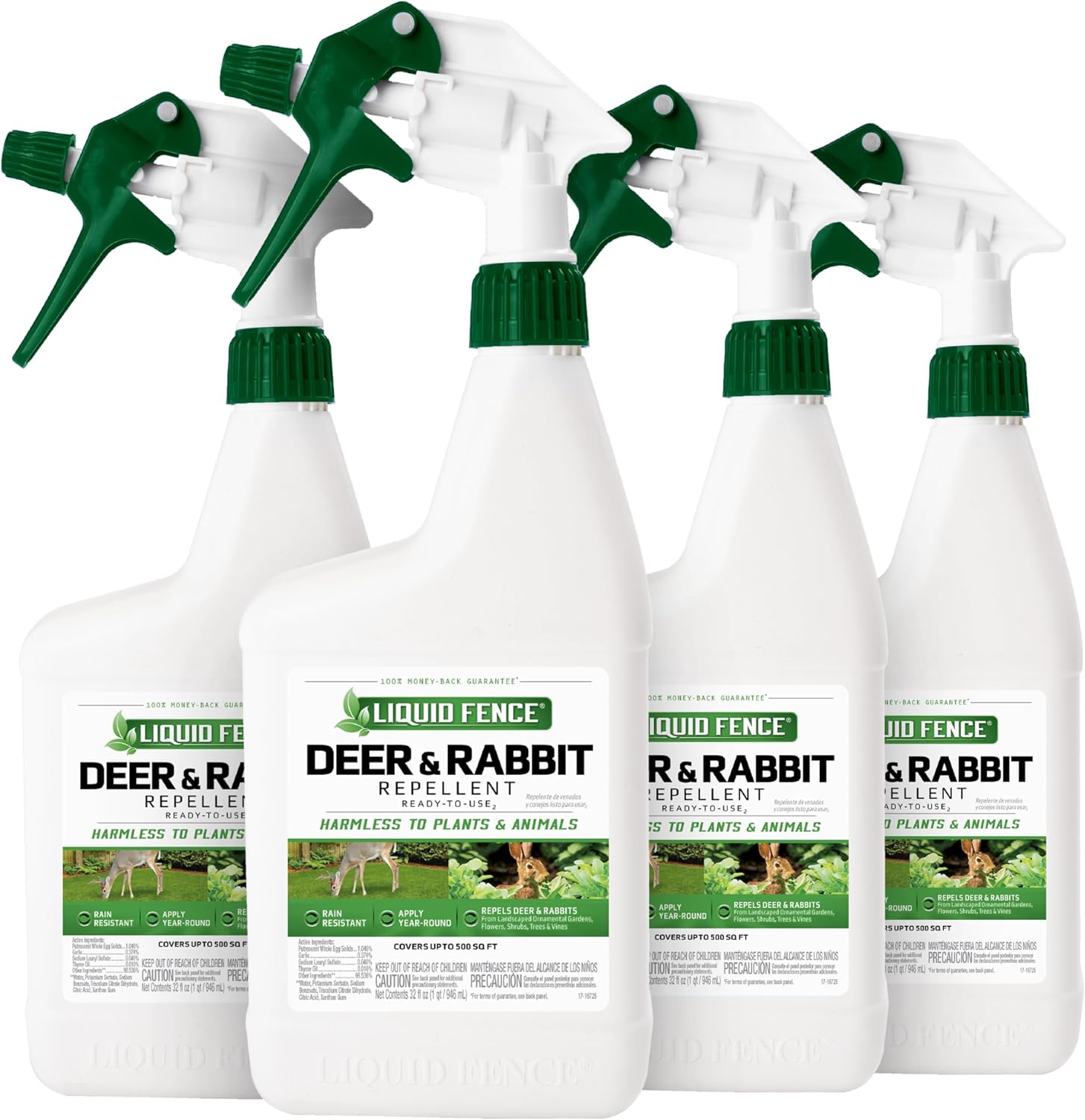 Liquid Fence Deer and Rabbit Repellent Ready-to-Use Spray, 1 Gallon | Use to Treat on Gardens, Flowers, Shrubs, Trees & Vines, Covers up to 2,000 Sq. Ft., Harmless to Plants & Animals
