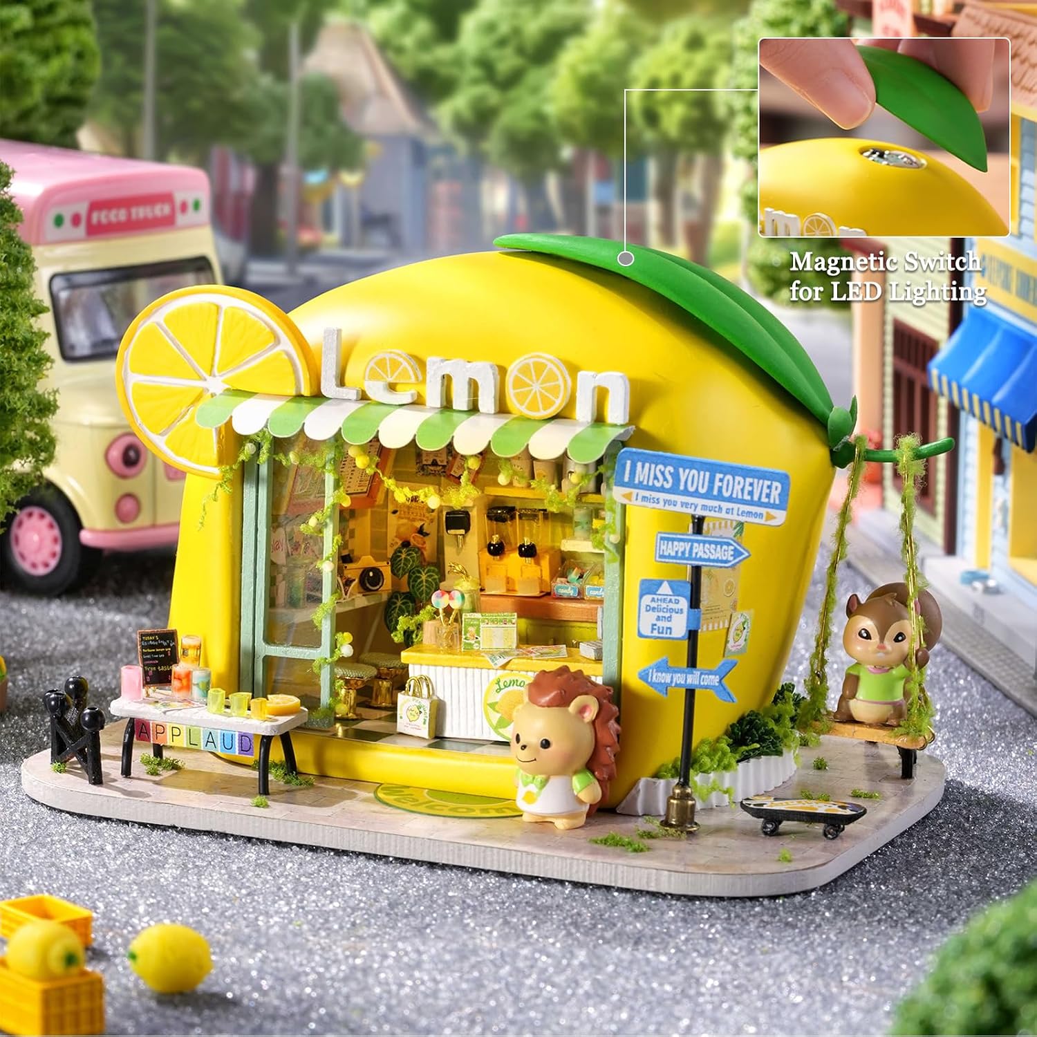 DIY Miniature Dollhouse Kit with Furniture Plus Dust Proof | 1:24 Scale Creative Room Mini Wooden Doll House Accessories for Kids Teens Adults Aged 14+(Beach Cottage)