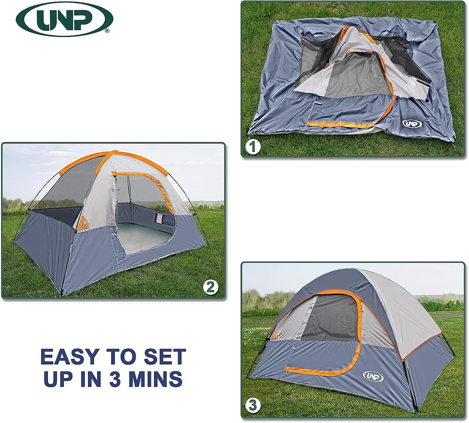 Camping Tent 2-4 Person, Waterproof Windproof Tent with Rainfly Easy Set up-Portable Dome Tents for Camping…