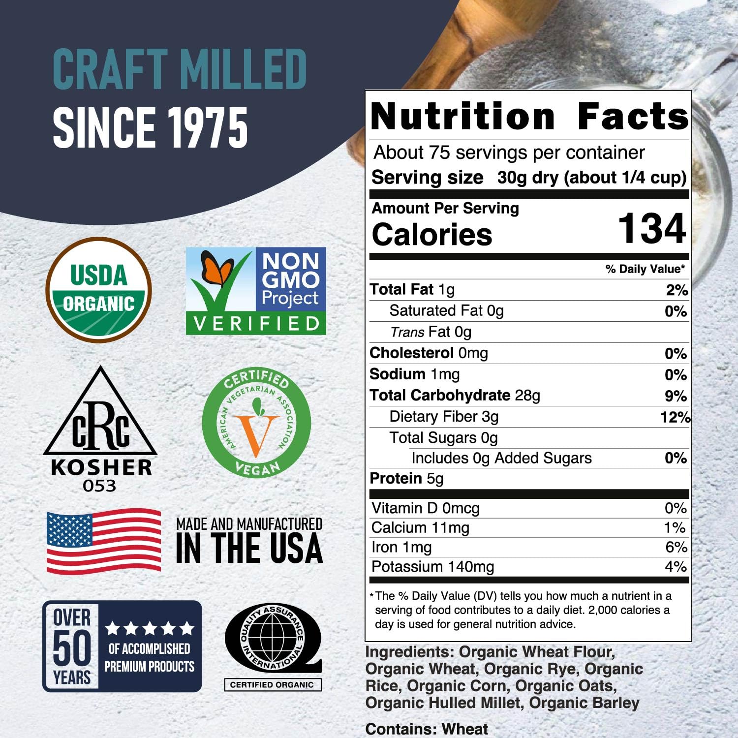 Great River Milling Organic 7 Grain Bread Flour, 25 lb