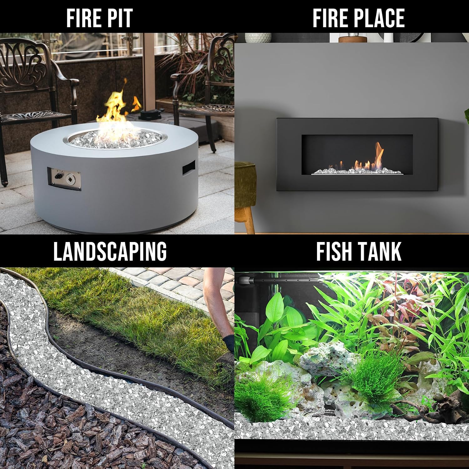 Skyflame Aqua Blue Fire Pit Glass for Propane Gas Fireplace, 10LB