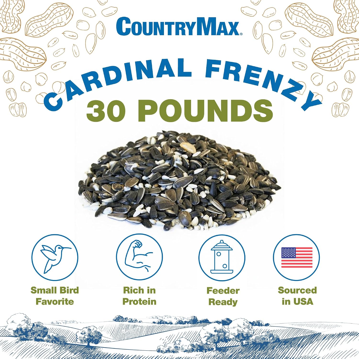 Backyard Seeds Cardinal Frenzy Bird Seed Mix - 5 lb - Premium Black Oil Sunflower & Safflower Blend - High-Energy Wild Bird Food for Cardinals, Finches, Grosbeaks - Resealable Bag (5 Pounds)